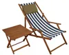 Gartenliege blau-weiß Liegestuhl Tisch Kissen Sonnenliege Produktbild-Vorschau 1