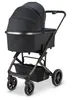 A black baby stroller is shown against a white background. Produktbild-Vorschau