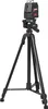 A black tripod with a laser level mounted on top, against a white background. Produktbild-Vorschau