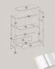 An exploded view diagram of furniture assembly components, with labels and a partial assembly manual in the lower right. Náhled obrázku produktu