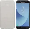 A transparent phone case and a Samsung smartphone are displayed side-by-side. Produktbild-Vorschau