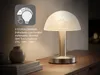 LED Touch Tischleuchte dimmbar - Pilzlampe Silber mit Glas Produktbild-Vorschau 3