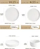 Diagrams showing the dimensions and capacities of different sized plates and bowls. Produktbild-Vorschau
