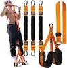 A man is using resistance bands for pull-ups, with the bands and other accessories displayed separately. Náhled obrázku produktu