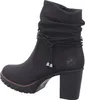 A side view of a black women's boot with a block heel. Voir les images du produit