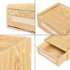 A collage of four close-up images showcasing the details of a wooden shelf with a cane inlay. Podgląd zdjęcia produktu