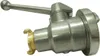 A close-up studio shot of a metal valve with a lever handle and hose connectors. Anteprima dell’immagine prodotto