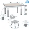 XINZI Kindertisch mit 2 Stühlen, 80×60cm Kindertischgruppe Produktbild-Vorschau 2