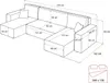 A diagram showing the dimensions of a U-shaped sofa. Produktbild-Vorschau