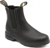 A studio shot of a single black leather boot. Náhled obrázku produktu
