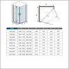 A diagram and a table showing dimensions and specifications for a shower enclosure. Produktbild-Vorschau