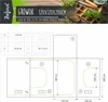 A diagram showing the dimensions and features of a grow tent, along with a table of measurements. Náhľad obrázku produktu