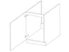 A line drawing of a cabinet with its doors open. Voir les images du produit