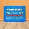Vorsicht unsere Alarmanlage beißt & bellt Metallschild XL Produktbild-Vorschau 4