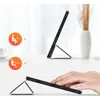 A tablet case is shown in different positions, demonstrating its stand functionality, with icons indicating usage scenarios. Produktbild-Vorschau