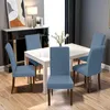 Stuhlhussen 4er Set Stretch Graublau Elastisch Waschbar für Produktbild-Vorschau 2
