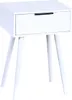 A white bedside table with a single drawer and black handle, supported by four angled legs. Produktbild-Vorschau