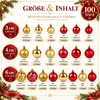Weihnachtskugeln Rot Gold Kunststoff 100er Set, Produktbild-Vorschau 2