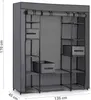 A large, grey fabric wardrobe with shelves and a hanging rail. Náhľad obrázku produktu