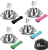 Campingbesteck Set Edelstahl Outdoor Reisebesteck Teller Produktbild-Vorschau 1