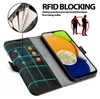 A flip case for a Samsung Galaxy A03 phone, showing its card slots and RFID blocking feature. Náhľad obrázku produktu