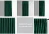 A collage of images showing different ways to use curtain tape, with close-ups of dark green velvet curtains. Produktbild-Vorschau