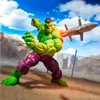 Hulk figure in a dynamic pose, appearing to be hit by a missile, with a fence and buildings in the background. Náhľad obrázku produktu