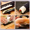 A collage of four images showing the process of making sushi with a DIY sushi maker. Náhled obrázku produktu