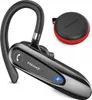 A Bluetooth headset and its charging case are displayed against a white background. Produktbild-Vorschau