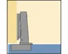 A side view of a cabinet hinge mounted on a cabinet door, with a blue base. Anteprima dell’immagine prodotto