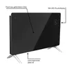 A black glass panel heater with silver legs is shown against a white background. Produktbild-Vorschau