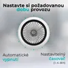 An image showing a fan with a dial for setting the operating time, accompanied by text explaining different modes. Náhled obrázku produktu