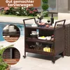 COSTWAY Servierwagen Polyrattan, Küchenwagen mit 3 Ablagen, Produktbild-Vorschau 6