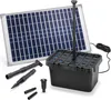 A solar-powered pond filter system with its components laid out on a white background. Produktbild-Vorschau