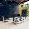 vidaXL 10 tlg. Garten Lounge Set mit Kissen Weiß Kiefer Produktbild-Vorschau 2