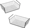 Two black wire storage baskets with hanging hooks against a white background. Voir les images du produit