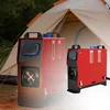 Two red diesel heaters are shown in front of a tent, suggesting outdoor or camping use. Produktbild-Vorschau