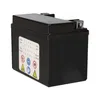 A black battery with a label on the side, isolated on a white background. Produktbild-Vorschau