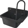 A black speckled sink with a black faucet and water running. Náhled obrázku produktu