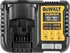 A close-up, top-down view of a DeWALT battery charger. Náhled obrázku produktu