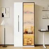 A display cabinet with items inside, next to a lamp and a desk. Produktbild-Vorschau