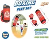 A collage of images showing a boxing play set for children, including a punching bag and gloves, with a child demonstrating its use. Produktbild-Vorschau