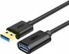 A black USB extension cable with gold-plated USB-A connectors and blue USB 3.0 ports. Produktbild-Vorschau