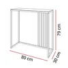A line drawing of a console table with dimensions indicated. Náhľad obrázku produktu