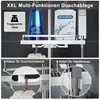 A collage showing a shower shelf with products, a close-up of a sponge hook, and a close-up of a shower head holder. Náhled obrázku produktu