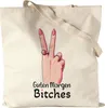 Guten Morgen Bitches Frauenhand Peace Zeichen Jutebeutel - Produktbild-Vorschau 1