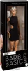 A Barbie Basics Model 02 doll in a black dress, presented in its retail packaging. Náhled obrázku produktu
