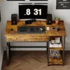 Biurko komputerowe loft industrialne rustykalny brąz z Podgląd zdjęcia produktu 3