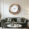 A living room scene with a large decorative clock on the wall above a sofa and coffee table. Podgląd zdjęcia produktu