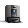 A robotic vacuum cleaner with its docking and charging station, presented against a white background. Produktbild-Vorschau